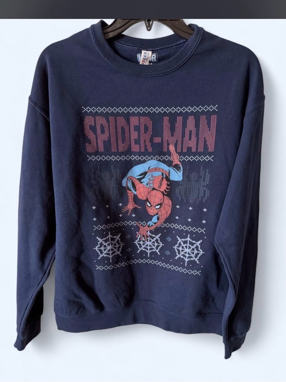 Jerzees Navy Spider-Man Holiday Graphic Sweatshirt